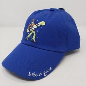 Life Is Good Jammin Jake Snowboard Blue Baseball Cap Hat Embroidered Adjustable